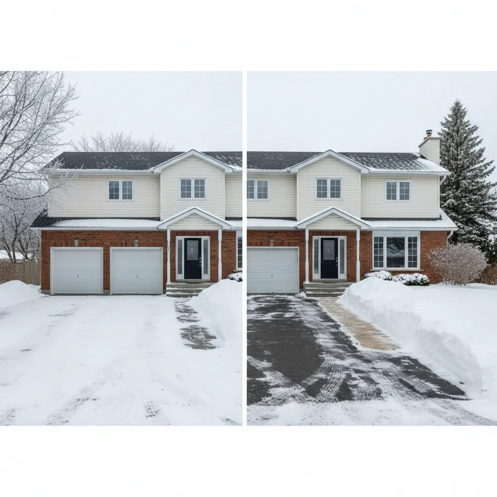 Snow removal service transformation - before and after by Elite Landscaping Fredericton in Fredericton